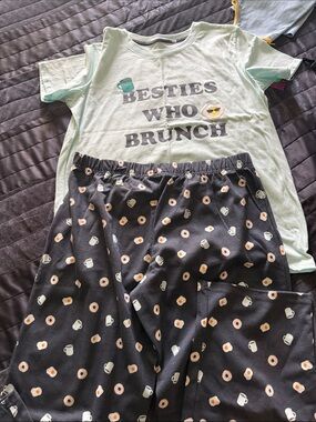 Besties Who Brunch Mint & Black Pajama Set